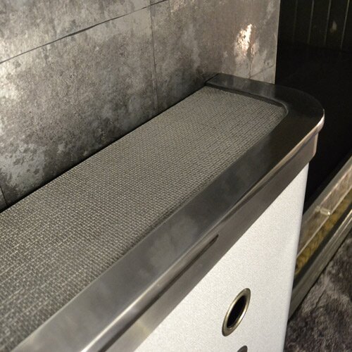 Matrix style CASA Geo galvanised radiator cover in modern loft mesh cast aluminium top 500