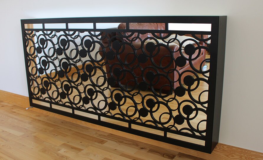 Mirror radiator cover complex circles design black