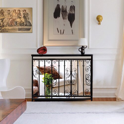Art deco mirrored radiator covers with fancy swirls