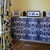 Textured prints on radiator covers by designers