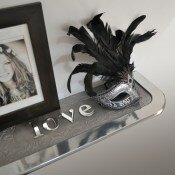 Bespoke metal hallway shelving with personalised lettering