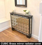 CUBIC BRASS MIRROR radiator cover and console table