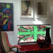 Union Jack Graffiti radiator covers Coral White Green