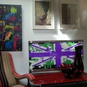 Union Jack Graffiti radiator covers Grey Green white Blue