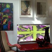 Union Jack Graffiti radiator covers Lilac White Green