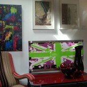 Union Jack Graffiti radiator covers Plum White Green