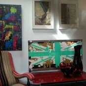 Union Jack Graffiti radiator covers Taupe White Cyan