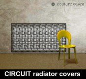 Circuit laser cut metal radiator covers with yellow chair