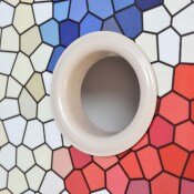 light cream eyelet on union jack mosaic radiator cover