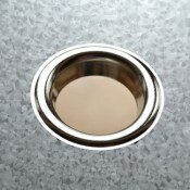 satin nickel chrome eyelet on galvanised steel radiator cover