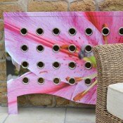 radiator cover with pink flower design